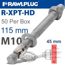 R-XPT HOT DIP GALVANIZED THROUGHBOLTS M10X115MM X50 PER BOX